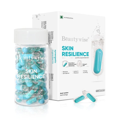 Beautywise | Dual Action Skin Resilience | Combination of Ceramides, Hyaluronic Acid & Astaxanthin in Omega-3 Oil enriched with Vitamin E 60 Count (Pack of 1)
