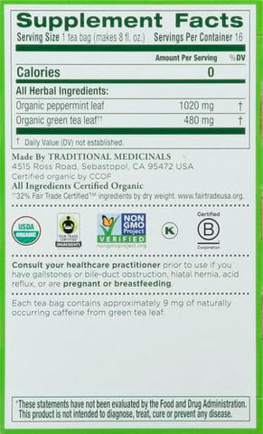 Traditional Medicinals Organic Green Tea, Peppermint, 16 Count Traditional Medicinals Organic Green Tea, Peppermint, 16 Count
