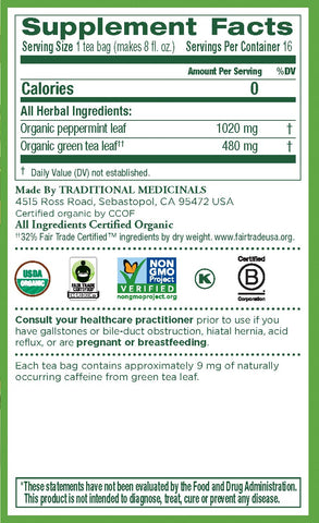 Traditional Medicinals Organic Green Tea, Peppermint, 16 Count Traditional Medicinals Organic Green Tea, Peppermint, 16 Count