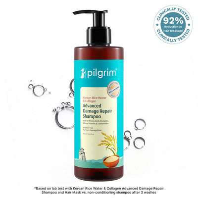 Pilgrim Korean Rice Water & Collagen Advanced Damage Repair Shampoo (400Ml)