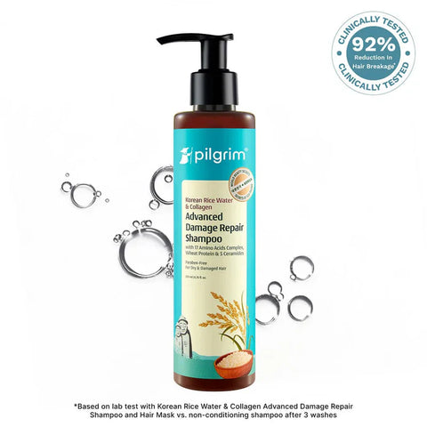Pilgrim Korean Rice Water & Collagen Advanced Damage Repair Shampoo (400Ml)