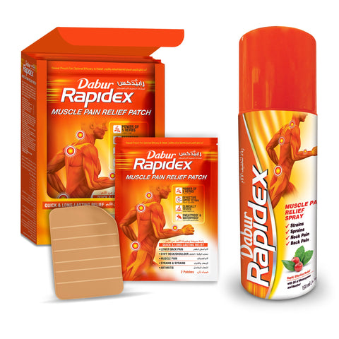Dabur Rapidex Pain Relief Patch and Spray Combo pack of two