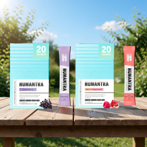 Best Summer Hydration Combo- Humantra Electrolyte Berry Pomegranate 70g + Humantra Electrolyte Elderberry 90g
