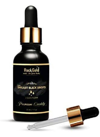 ROCK GOLD Pure & Natural Himalayan Original Raw Shilajit Liquid Black Drops Helps in Stamina, Gym, Bodybuilding For Men & Women - 30ML