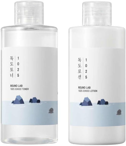 Round Lab 1025 Dokdo Toner & Lotion Set - Mineral-Rich Hydration Duo, 200ml Each