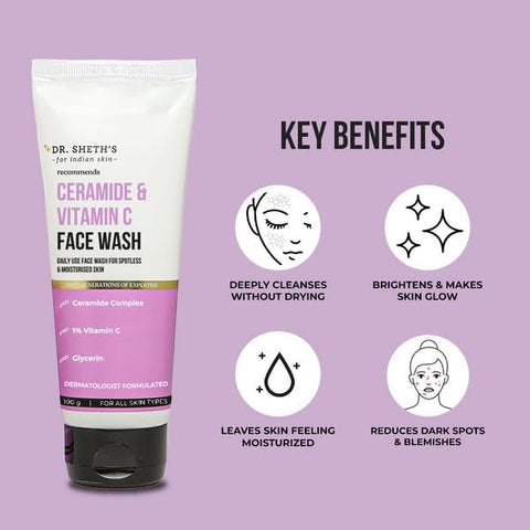 Dr. Sheth's Ceramide & Vitamin C Face Wash - Hydrating Daily Cleanser, 100ml - Image 4