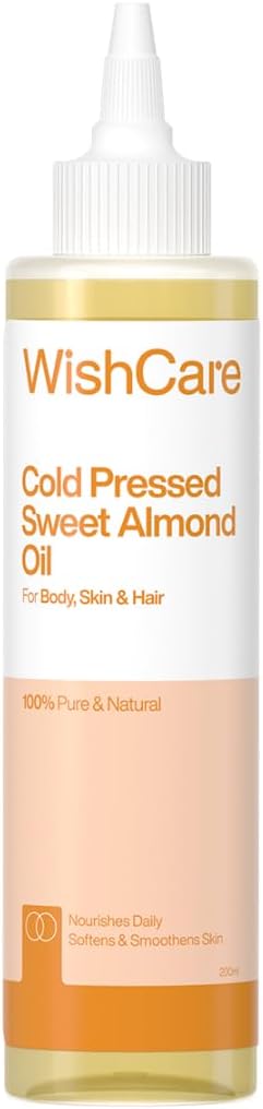 WishCare Sweet Almond Oil - Pure Cold Pressed for Hair & Skin - 200ml