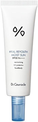 Dr.Ceuracle Hyal Reyouth Moist Sun - SPF50+ PA++++ Hydrating Sunscreen with Hyaluronic Acid, Niacinamide, 50ml