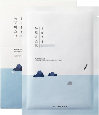 Round Lab 1025 Dokdo Hydrating Water Gel Mask - Hydrolyzed Hyaluronic Acid, 30ml (10 Pack)