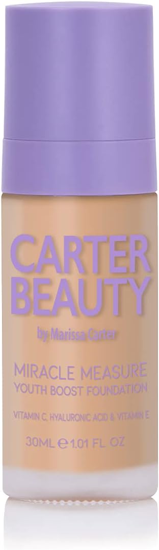 Carter Beauty Miracle Mesure Youth Boost Foundation - Caramel Chew, Buildable Coverage, Vegan, 30ml