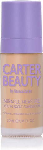 Carter Beauty Miracle Mesure Youth Boost Foundation - Caramel Chew, Buildable Coverage, Vegan, 30ml