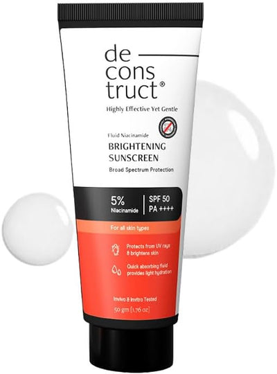 Deconstruct Fluid Brightening Sunscreen SPF 50+, No White Cast - 50g
