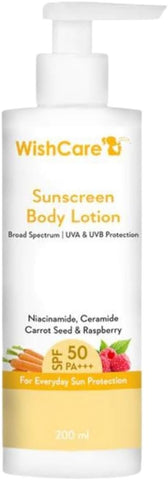 WishCare Sunscreen Body Lotion SPF 50 Broad Spectrum - PA+++ UVA & UVB Protection - No White Cast