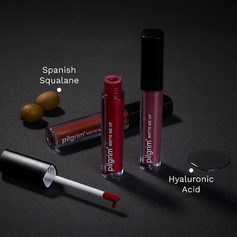 Pilgrim Liquid Matte Lipstick with Hyaluronic Acid & Spanish Squalane - Wine Spill, 3g - Image 6