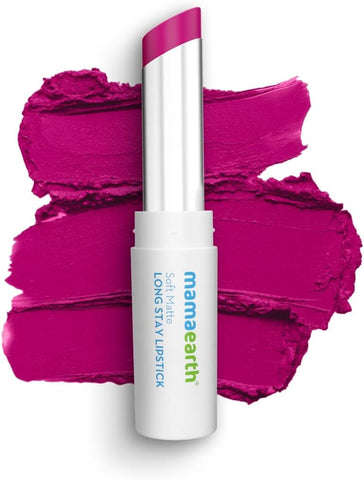 Mamaearth Soft Matte Long Stay Lipstick - Mulberry Pink, Jojoba Oil & Vitamin E, 3.5g