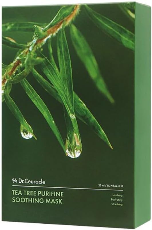 Dr.Ceuracle Tea Tree Purifine Soothing Face Mask - 23ml, 10 Pack, with Niacinamide and Centella Asiatica