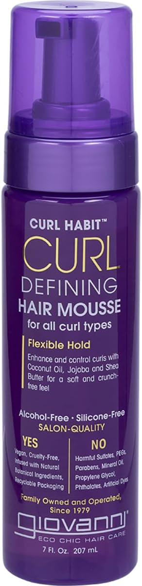 Giovanni Curl Habit Defining Hair Mousse - Alcohol-Free, Silicone-Free - 207ml