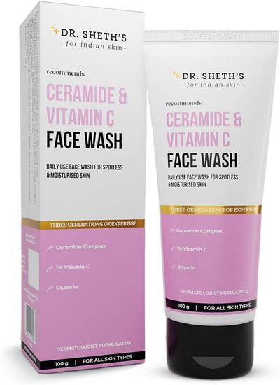 Dr. Sheth's Ceramide & Vitamin C Face Wash - Hydrating Daily Cleanser, 100ml