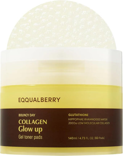 Eqqualberry Collagen Glow Up Gel Toner Pad 60 Sheets