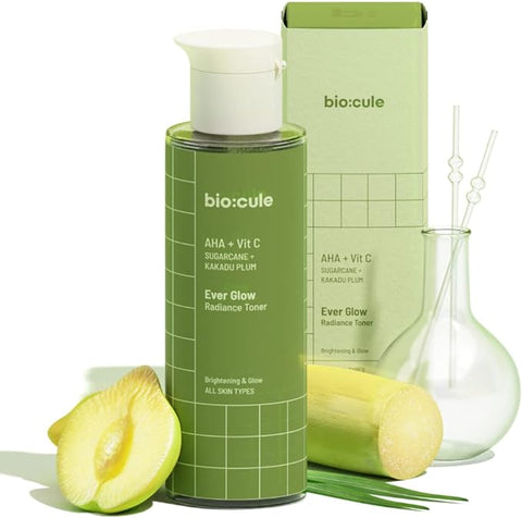 biocule Ever Glow Radiance Vitamin C Face Toner, Glycolic Acid (AHA) & Vitamin C from Sugarcane & Kakadu Plum, Brightening & Glow, Alcohol Free Toner for All Skin Types