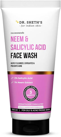 Dr. Sheth's Neem & 1% Salicylic Acid Face Wash - Deep Cleanser, 100g