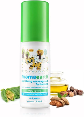 Mamaearth Soothing Baby Massage Oil, Cold-Pressed Almond & Jojoba - 100ml - Image 3
