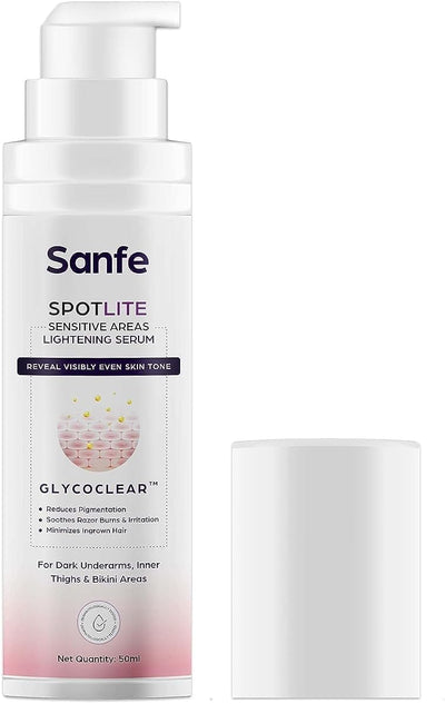 Sanfe Spotlite Sensitive Body Serum - For Dark Underarms & Thighs, Enriched with Glycolic Acid - 50g
