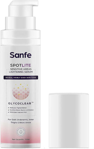 Sanfe Spotlite Sensitive Body Serum - For Dark Underarms & Thighs, Enriched with Glycolic Acid - 50g