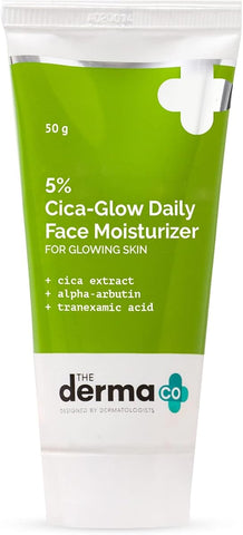 The Derma Co 5% Cica-Glow Daily Face Moisturizer with Alpha Arbutin & Tranexamic Acid, 50ml