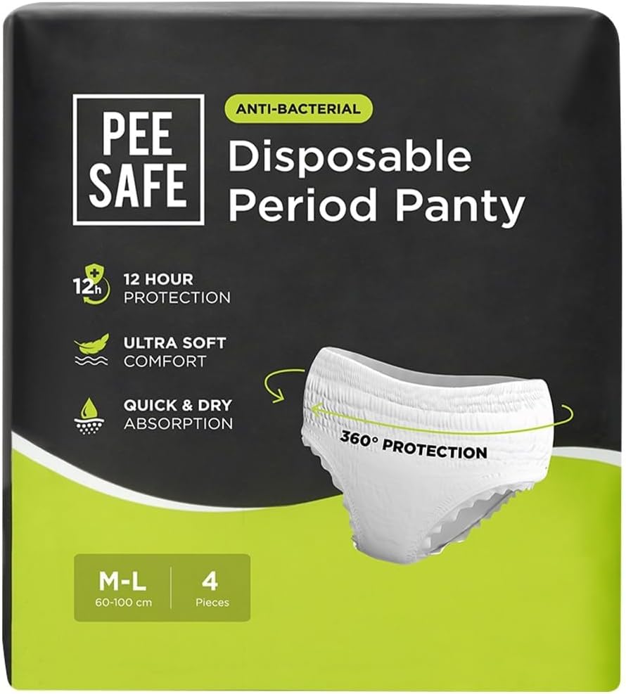Pee Safe Disposable Period Panty - Super Absorbent, Medium-Large, Pack of 4