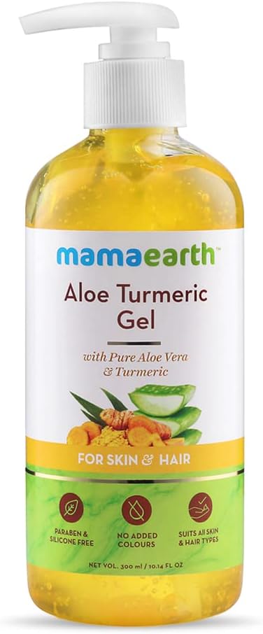 Mamaearth Aloe Turmeric Gel for Skin & Hair - 100% Pure Aloe Vera, Turmeric & Vitamin E - 300ml