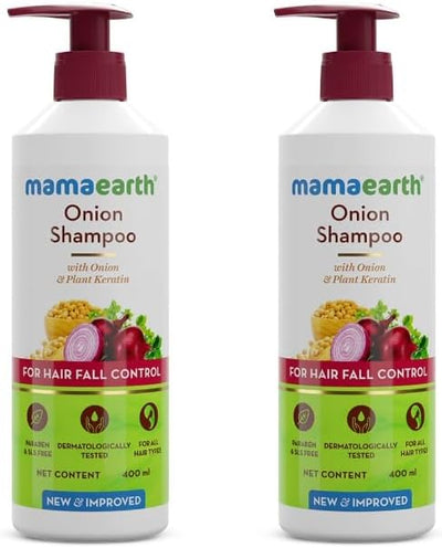 Mamaearth Onion Shampoo with Onion Oil & Plant Keratin - 400ml, Pack of 2
