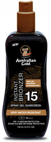 Australian Gold Instant Bronzer SPF 15 Gel Sunscreen Spray - 100ml