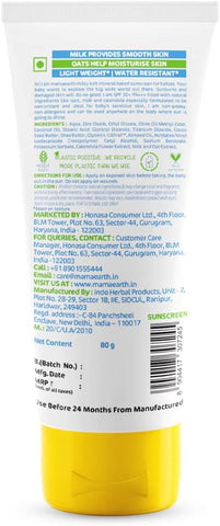 Mamaearth Milky Soft Mineral Based Sunscreen SPF 30 PA+++ with Oats, Milk & Calendula - 80g - Image 3
