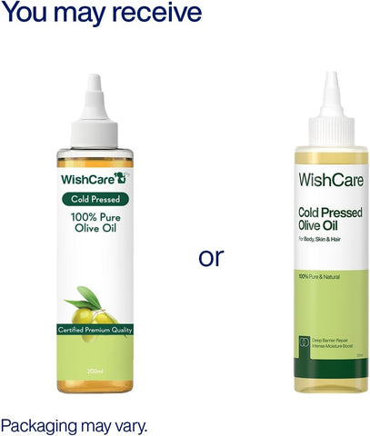 WishCare 100% Pure Unrefined Cold Pressed Hair & Skin Oil with Olive, 200ml - Image 2