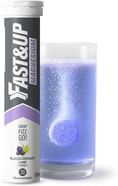 Fast & Up Magnesium and Zinc Effervescent Tablets - Blackcurrant Lime, 20 Tablets