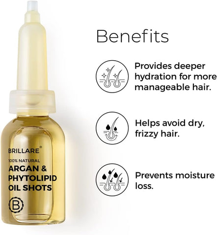 Brillaire Argan & Phytolipid Oil Shots - Natural Hair Treatment, No Chemicals, 8x6ml - Image 3