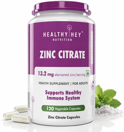 HealthyHey Zinc Citrate - Supports Immune System - 120 Veg Capsules