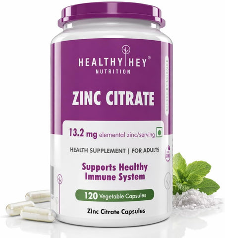 HealthyHey Zinc Citrate - Supports Immune System - 120 Veg Capsules