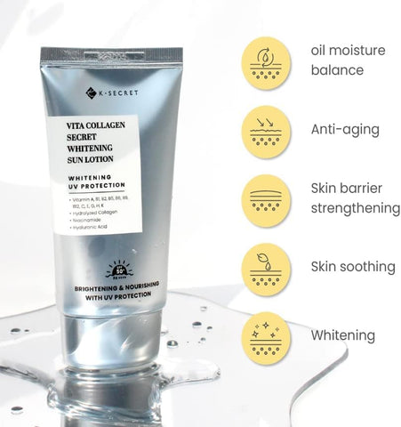K-SECRET Seoul 1988 Vita Collagen Whitening Sun Lotion SPF 50+ - 460,000ppm Hippophae Rhamnoides Water - Image 5