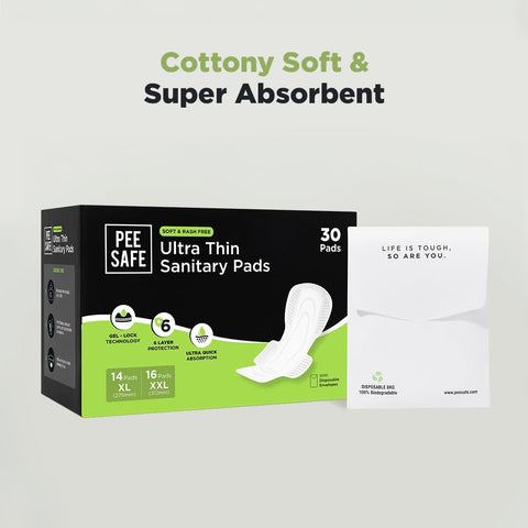 Pee Safe Ultra Thin Sanitary Pads XXL - Cottony Soft, Gel Lock - 2 Pack - Image 4