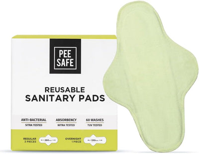 Pee Safe Reusable Sanitary Pads - Breathable Fabric, Pack of 4