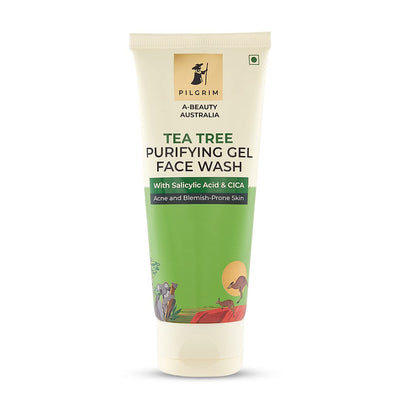 Pilgrim Australian Gel Face wash For Men-Women-purifying with Tea Tree-Salicylic acid-CICA for oily skin-acne and pimples-cleanser for face-100ml