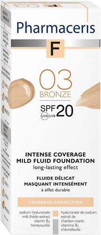 Pharmaceris Intense Coverage SPF20 Mild Fluid Foundation - Bronze 03, 30ml - Image 2