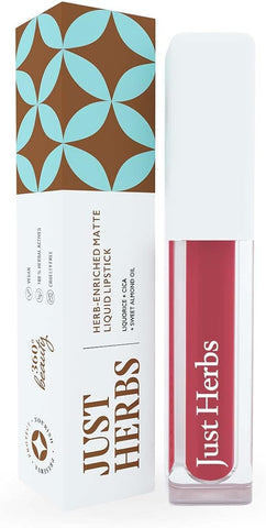 Just Herbs Ayurvedic Matte Liquid Lipstick with Liquorice & Almond Oil - Apricot Coral, 2ml