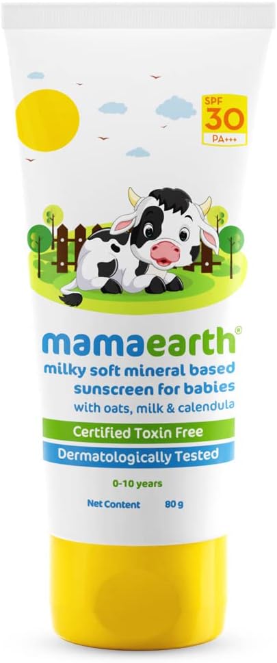 Mamaearth Milky Soft Mineral Based Sunscreen SPF 30 PA+++ with Oats, Milk & Calendula - 80g