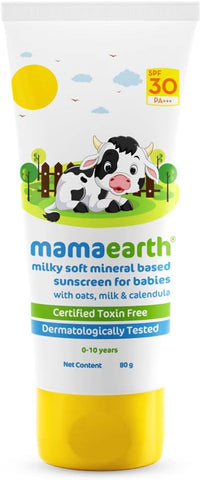 Mamaearth Milky Soft Mineral Based Sunscreen SPF 30 PA+++ with Oats, Milk & Calendula - 80g