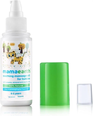 Mamaearth Soothing Baby Massage Oil, Cold-Pressed Almond & Jojoba - 100ml - Image 2