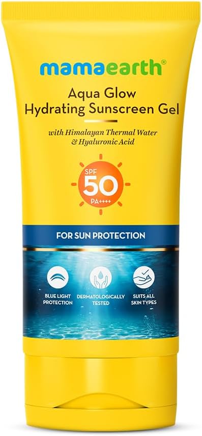 Mamaearth Aqua Glow Hydrating Sunscreen Gel - SPF 50 PA++++ with Himalayan Thermal Water & Hyaluronic Acid - 50 ml
