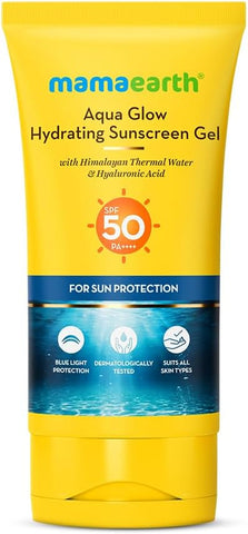 Mamaearth Aqua Glow Hydrating Sunscreen Gel - SPF 50 PA++++ with Himalayan Thermal Water & Hyaluronic Acid - 50 ml